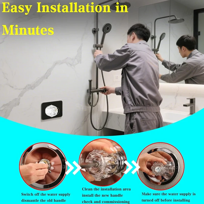 

Shower Faucet Handle RP41661 for and Single Handle Tub Faucets,Knob with Button,Screw,Connector-A27R