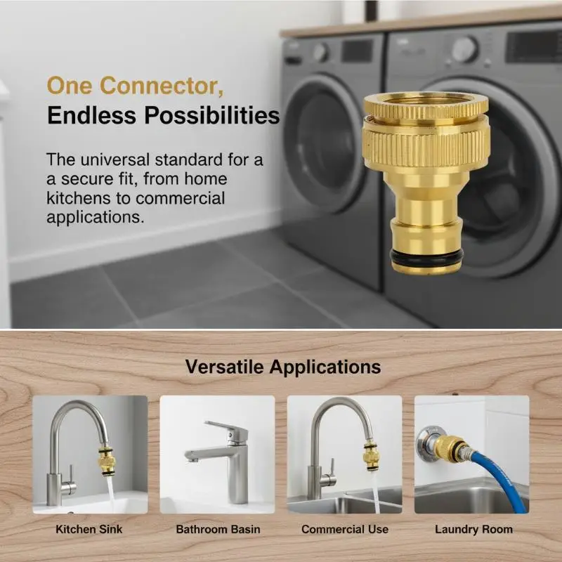 Brass Faucet Tap Connector Mixer Hose Adaptor Quick Connecter 1/2 To 3/4 Copper Hose Coupling Garden Watering Fittings Tool