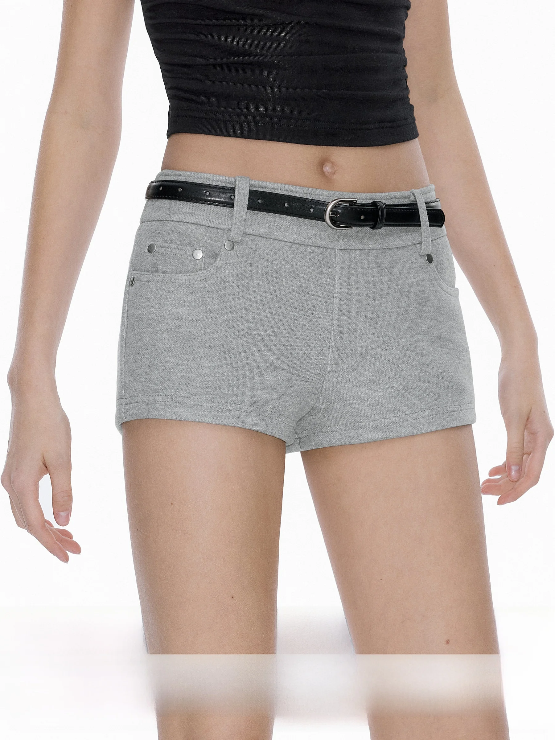 

AYF Оригинальные винтажные вязаные шорты с поясом для женщин, повседневные брюки из полиэстера для ранней весны, с завышенной талией