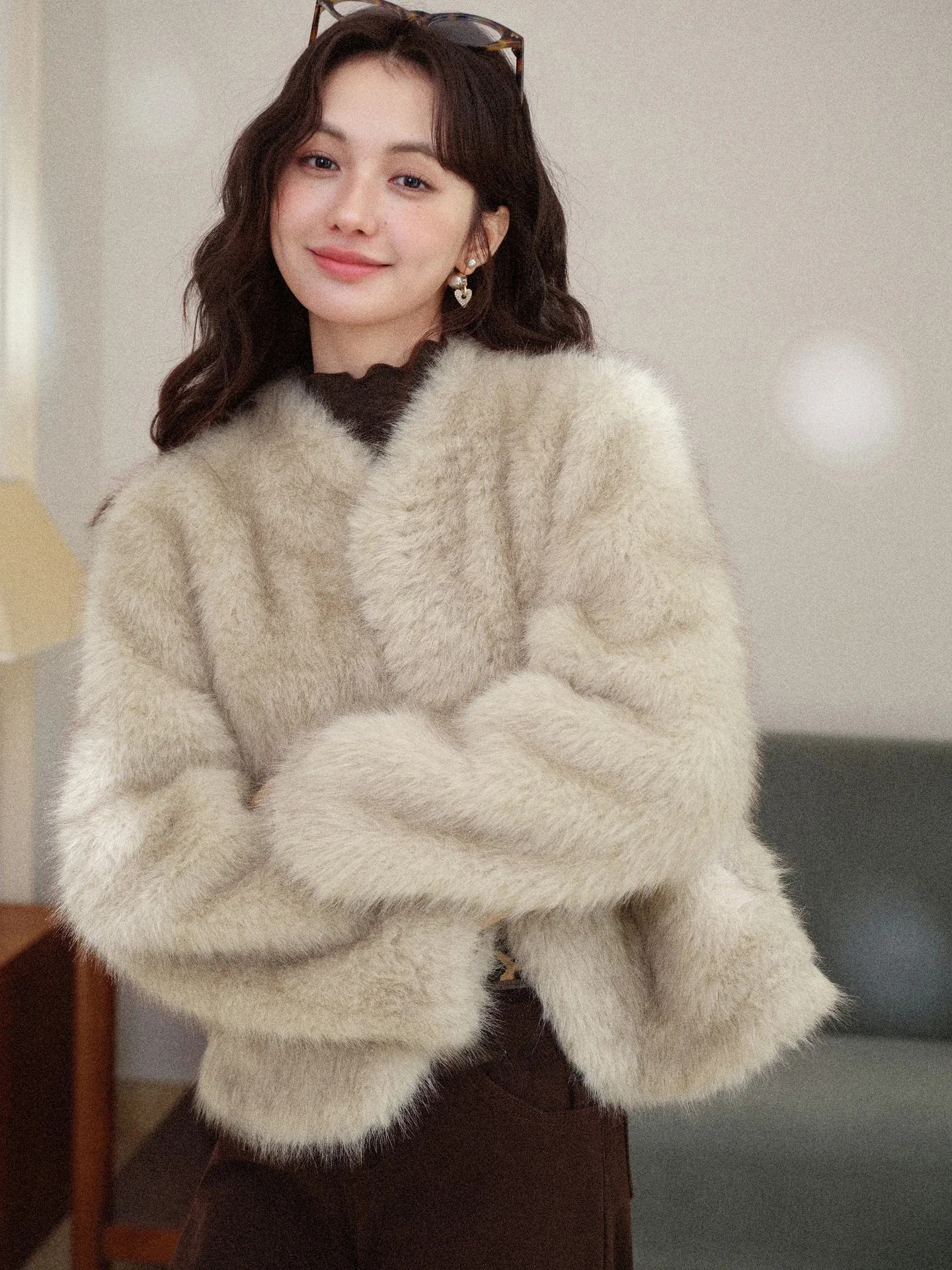 

Женское теплое пальто-пуховик South Deer Fog Moon Beiki с мехом, свободного кроя, осенне-зимнее, модное, уютное, удлиненное