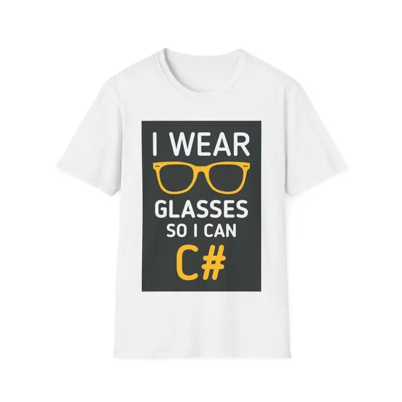 Funny Programmer T-Shirt, Geeky Gift for Developers, I Wear Glasses So I Can C#