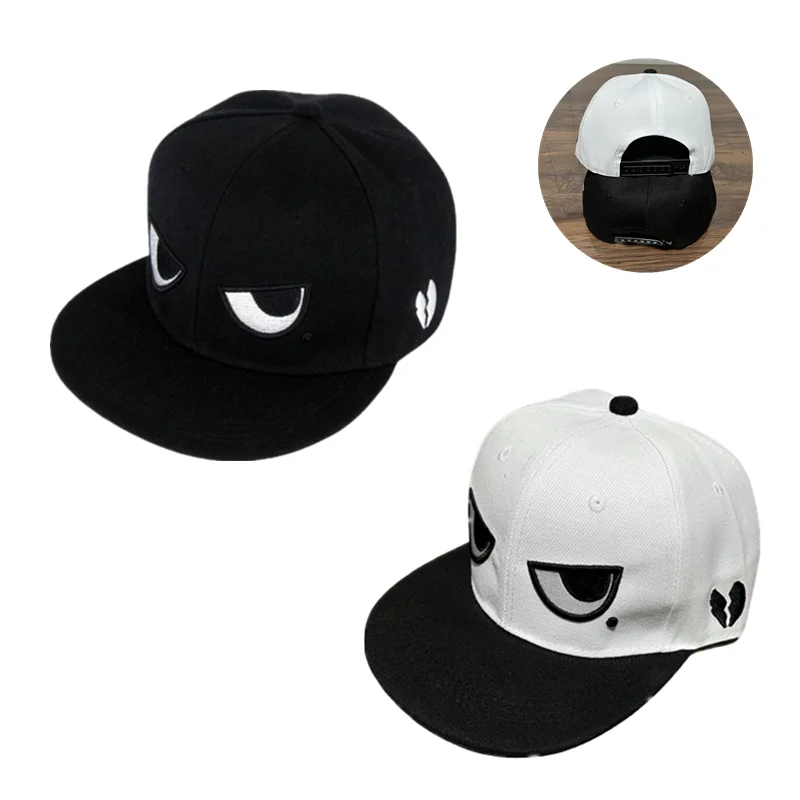 

Adult Funny Black White Eyes Flat Edge Trendy Caps Hip Pop Baseball Cap Sunshade Adjustable Hat Trucker Unisex Outdoor
