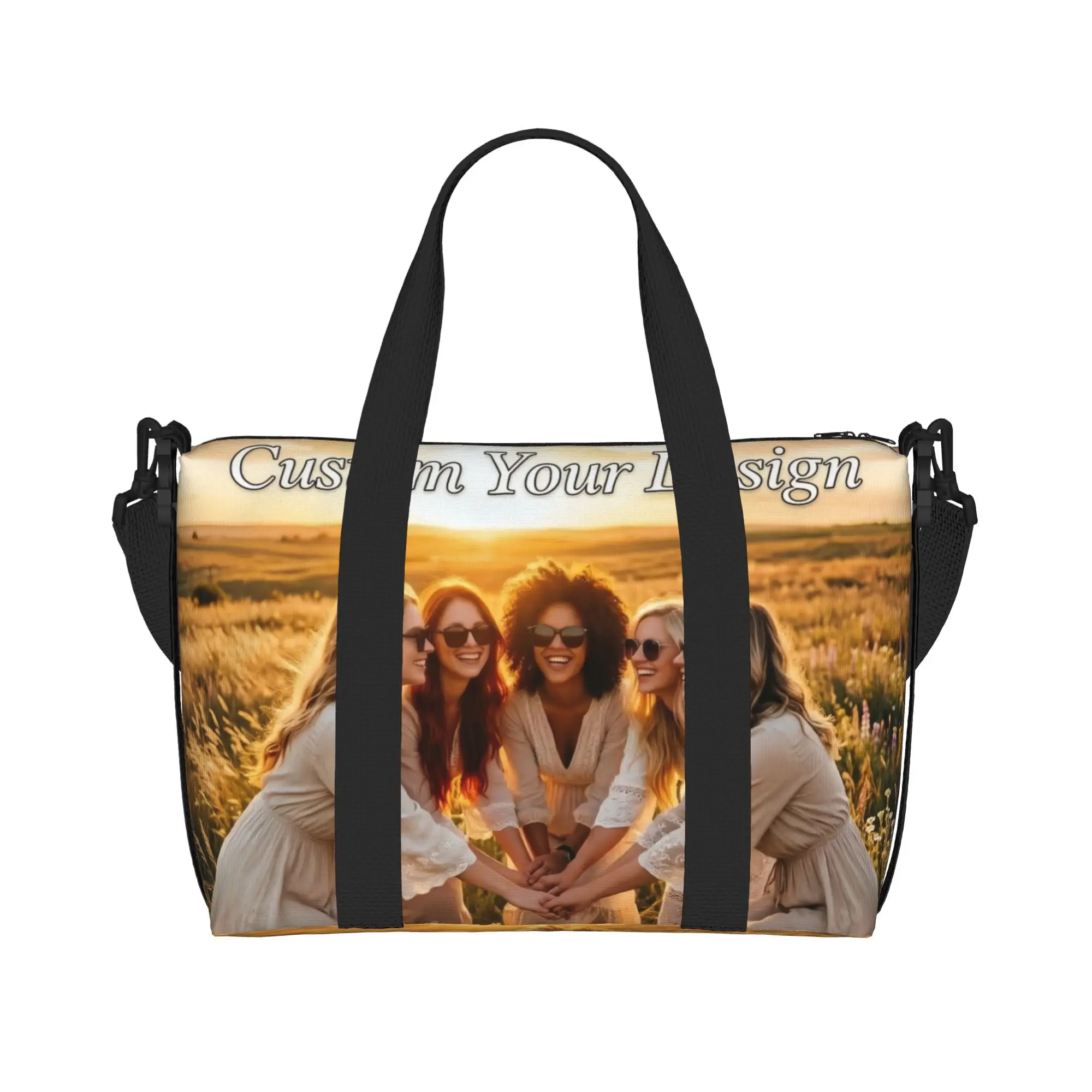 Custom Your Design Logo Tote Bag Women Large Capacity Customized Text Beach Gym Shoulder Travel Bag