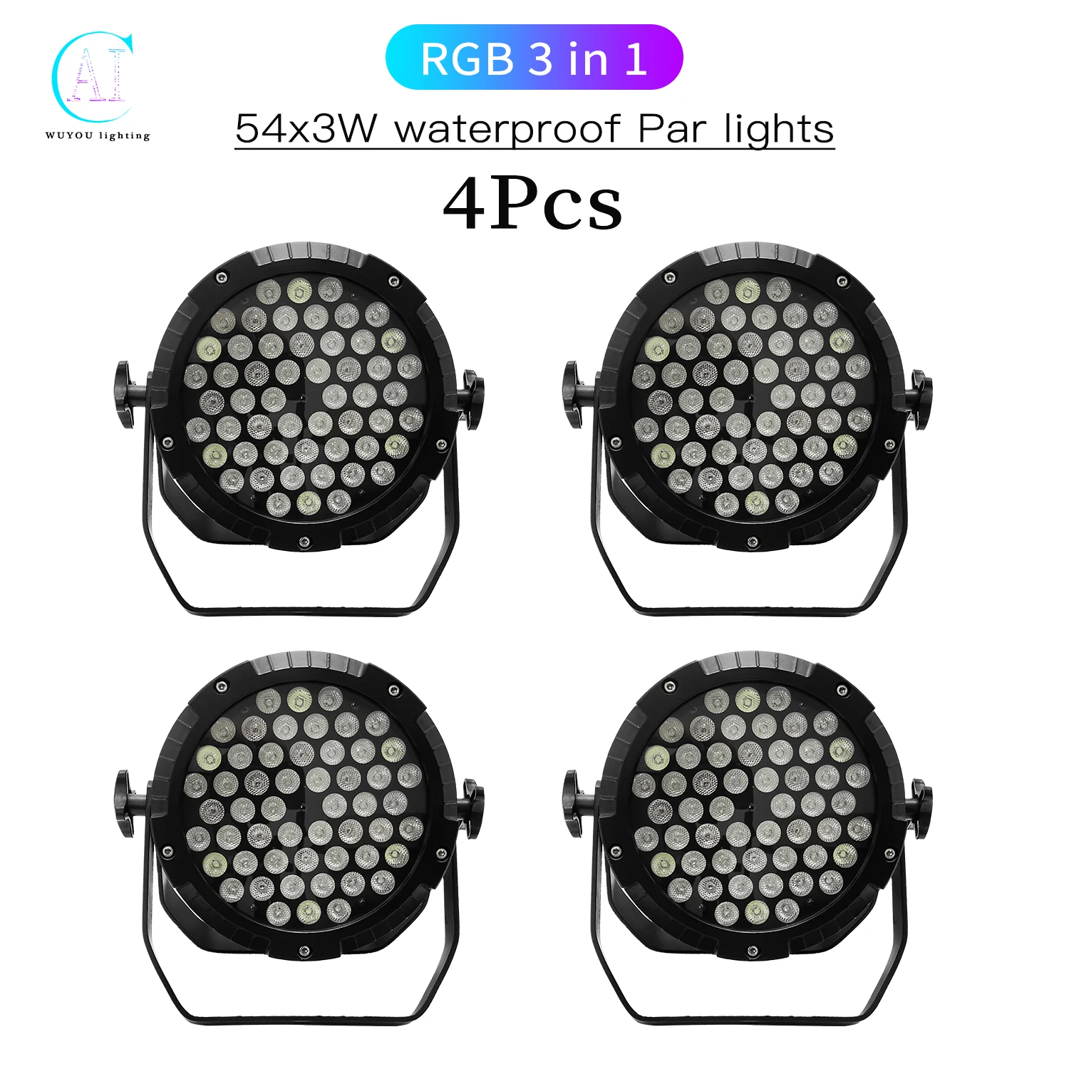 4Pcs/Lots IP65 Waterproof Stage Light RGBW Color Light 54x3W RGB 3 in 1 LED Par Light DJ Disco Outdoor Show Stage Lighting