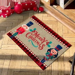 VIKAMA Crystal Velvet Nutcracker Christmas Mat European And American Holiday Decoration Carpet Cartoon Non-Slip Foot Mat