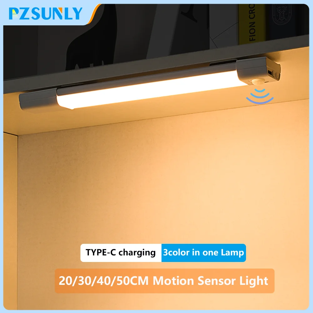 LED Night Light Motion Sensor Light Wireless USB Led Cabinet Night Wardrobe Lamp For Kitchen Cabinet Bedroom Wardrobe Sensor LED
