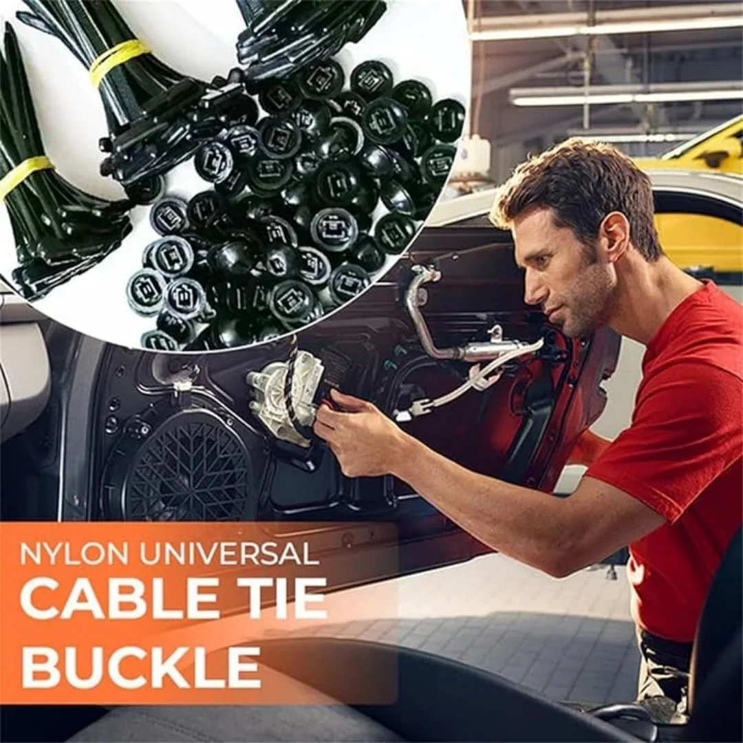100PCS Nylon Universal Cable Tie Buckle Multipurpose Plastic Cable Ties Tool Heavy Duty Self Locking Nylon Zip Ties UV Resistant Black Zipties for Car Daily Repair