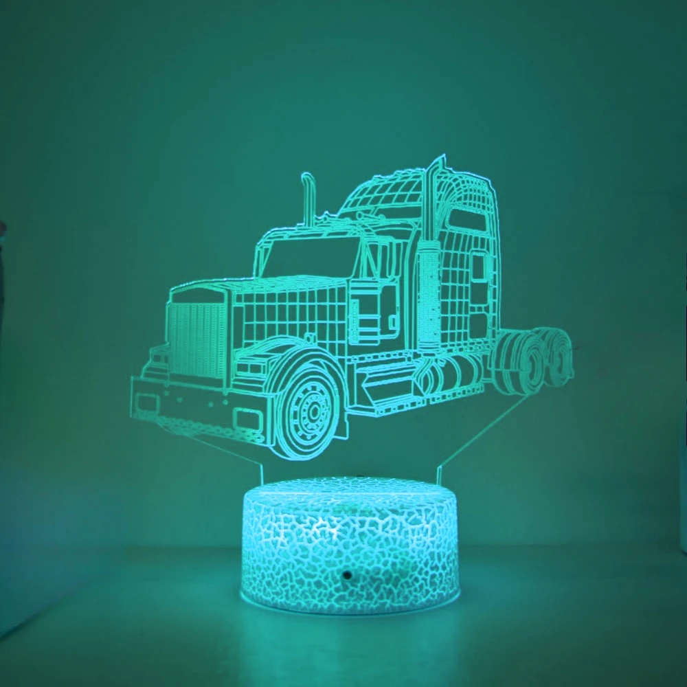 Nighdn Truck 3D Bedside Lamp Illusion Night Light 7 Colors Changing Kids Bedroom Decor Birthday Christmas Gift for Boy Men Baby