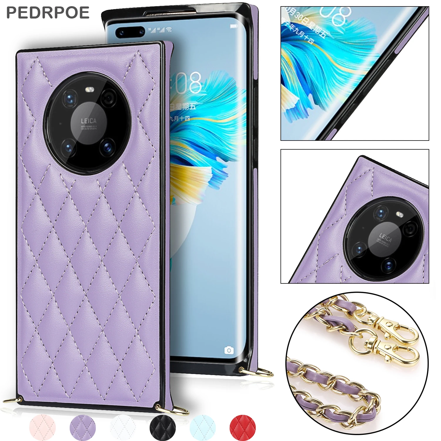 

Роскошный кожаный чехол для телефона Huawei Mate 40 Pro 30 Lite, модный противоударный чехол для P40 Pro Plus P30 Lite, рюкзак с цепочкой