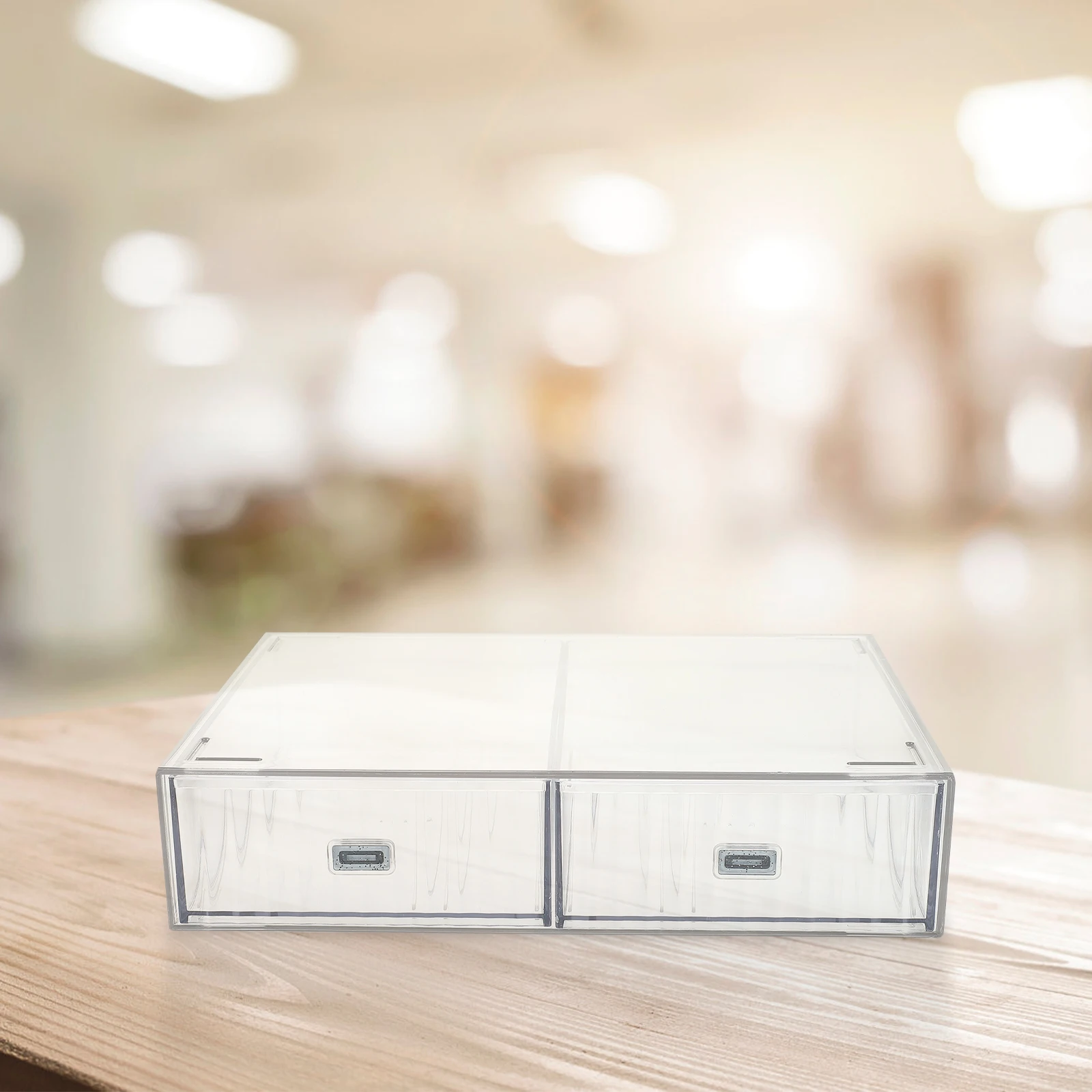 

Desktop Storage Box 2 Drawers High Capacity Transparent PP Organizer Desk Office Supplies Bathroom Living Room Easy Clean