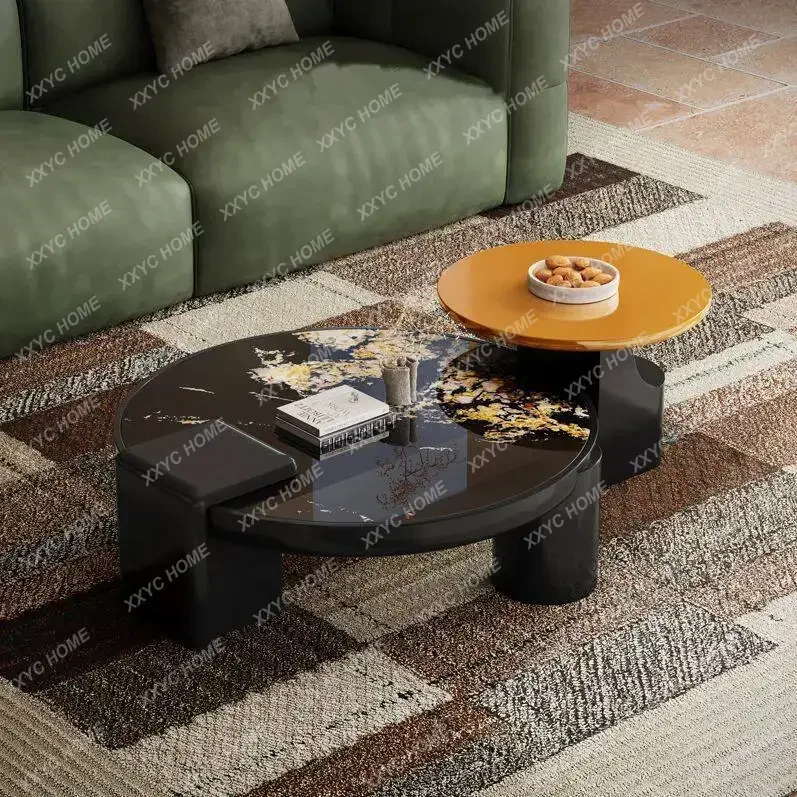 

L minimalist coffee table combination living room advanced modern round gradual change storage table
