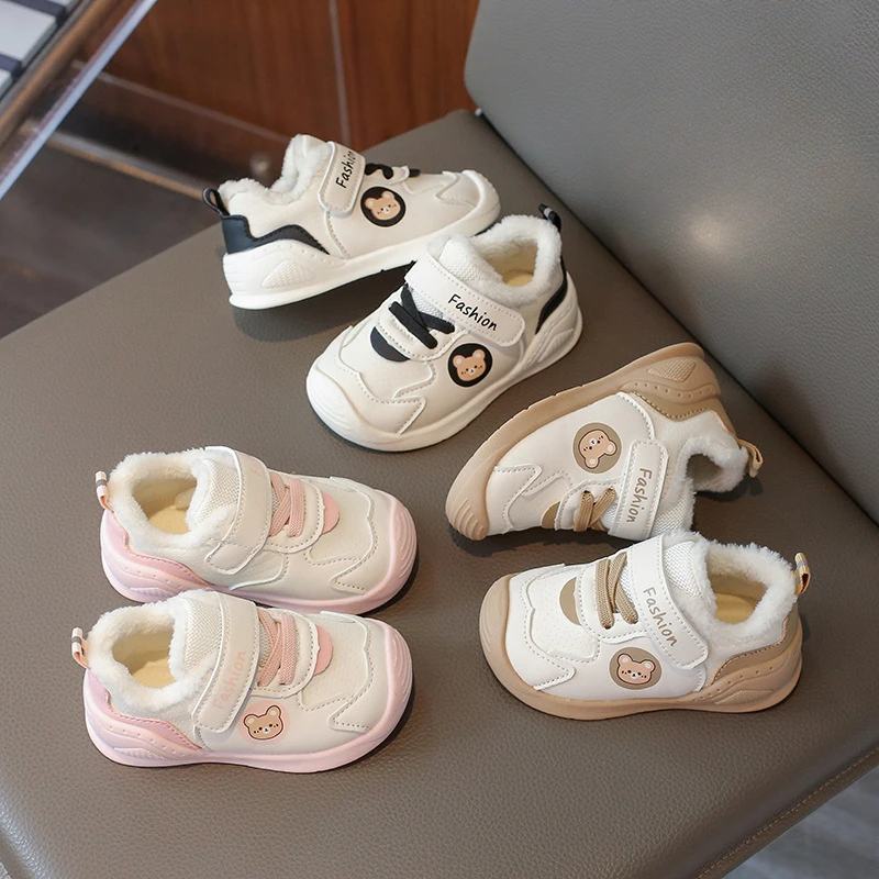 

Warm Girl Shoes Winter New Comfort Child Sneakers Anti Slip Velvet Thick Soled Girl Sneaker Light Fashion Versatile Boy Shoes