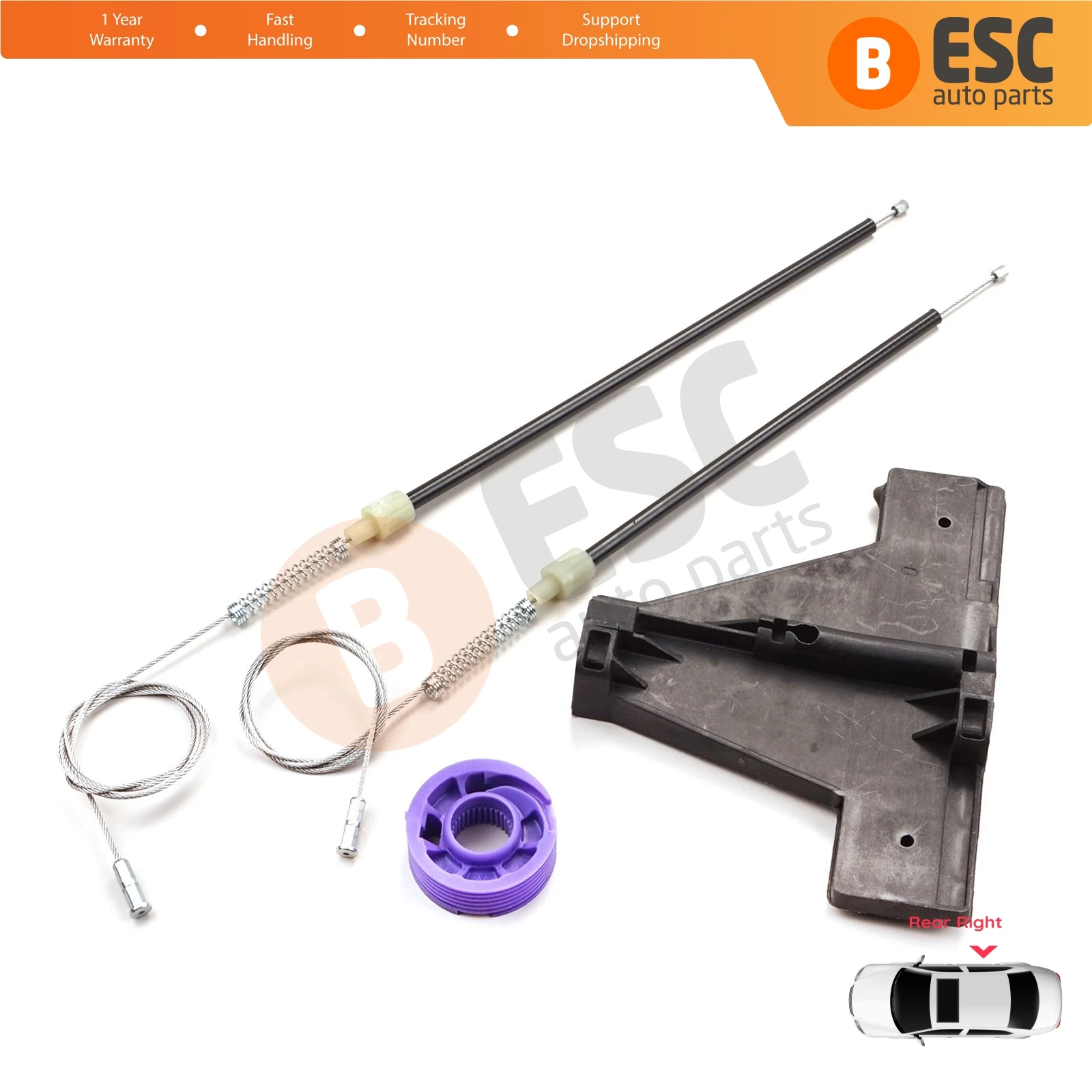 EWR968 Electric Power Window Lifter Regulator Repair Kit Rear Right Door for Audi A3 MK2 8P 8PA 8P1 2003-2013 4/5 Door 8P4839462