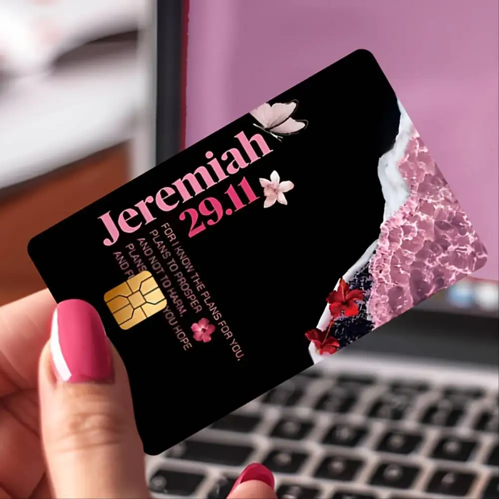 Floral Bible Verse Credit Card Skin Sticker PVC Decal For Bank Credit Debit Transit Room Key Cards