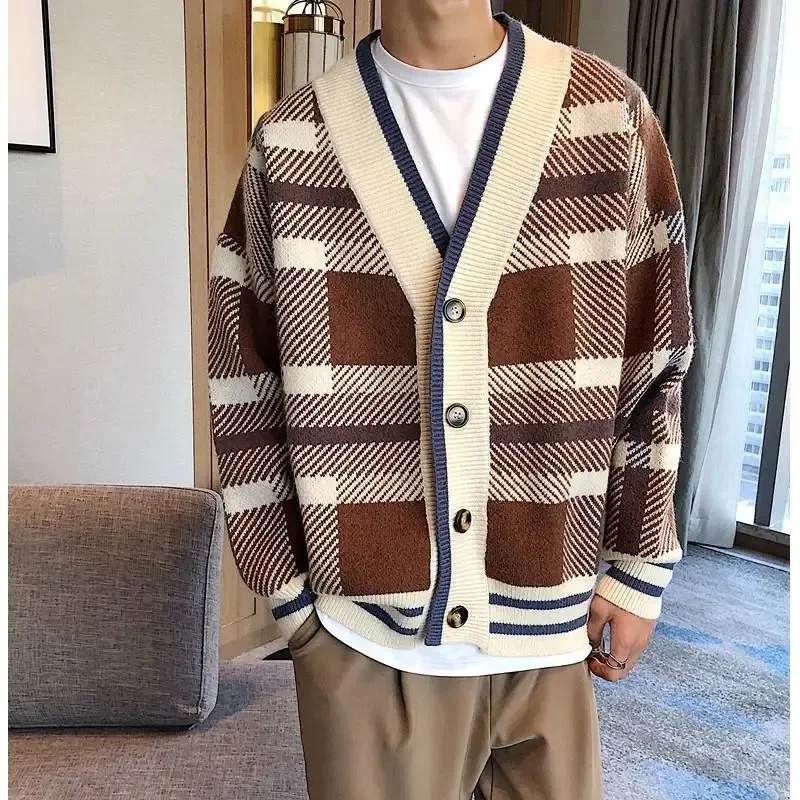 

New Men's Casual Cardigan Korean Lazy Sweater Men's Versatile Jacket Loose Thick Wool Outer Knitted Sweater