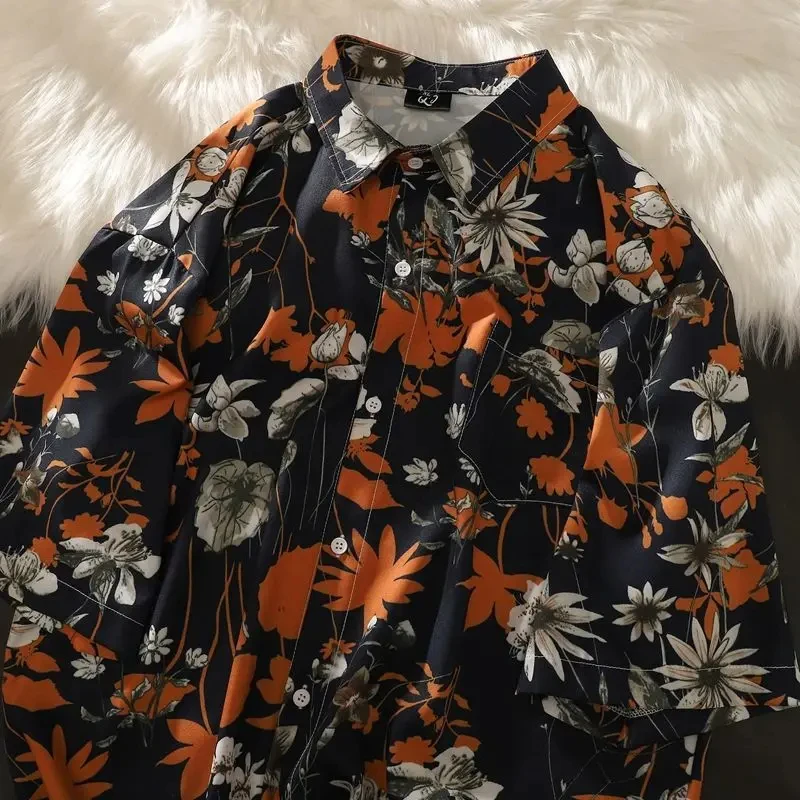 Camisa com flores tropicais 3D masculina e feminina estampada, moda casual, mangas curtas, lapela de botão, streetwear, extragrande, roupa unissex