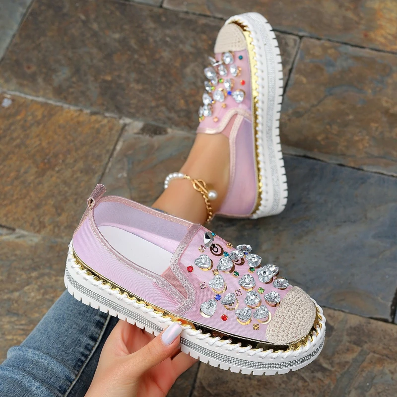 High Appearance Level Thick-soled Mesh Water Diamond Slimming, Versatile, Comfortable, Anti-slip and Breathable Women's Shoes