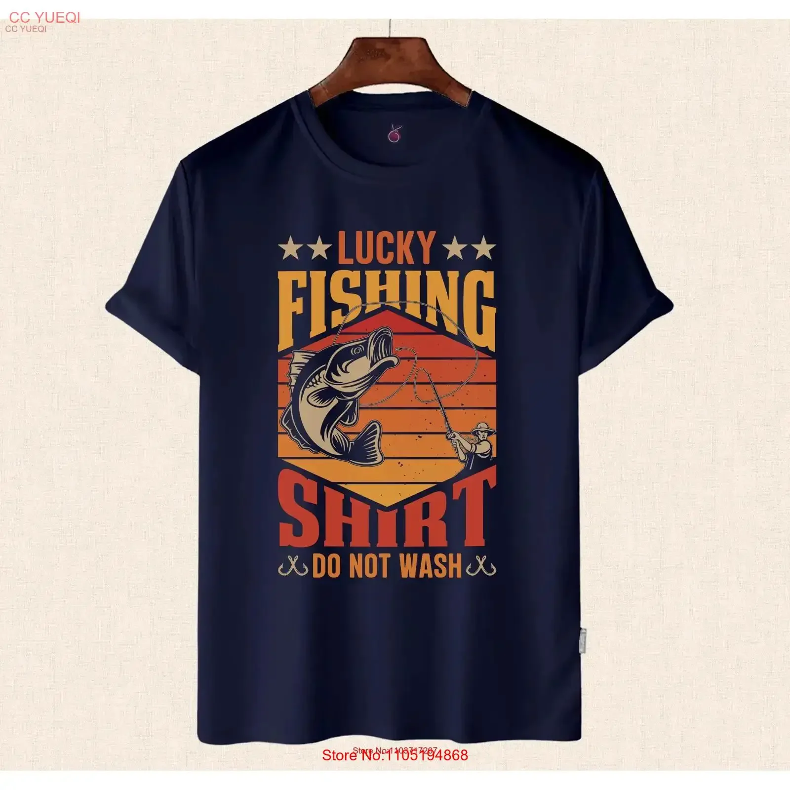 تي شيرت Lucky Fishing مضحك لعشاق أبي لطيف صياد عتيق مغسول ملابس الشارع ممتدة قابلة للتنفس ورسومات متعددة الاستخدامات #1