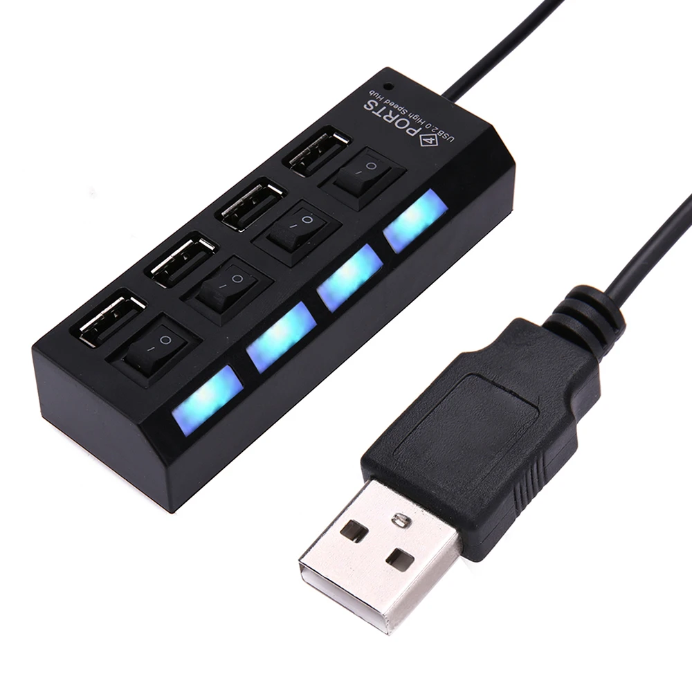 USB HUB USB Switch Hub 2.0 Adapter High Speed Multi 4 Ports Hub USB On Off Portable Splitter For Computer Laptop