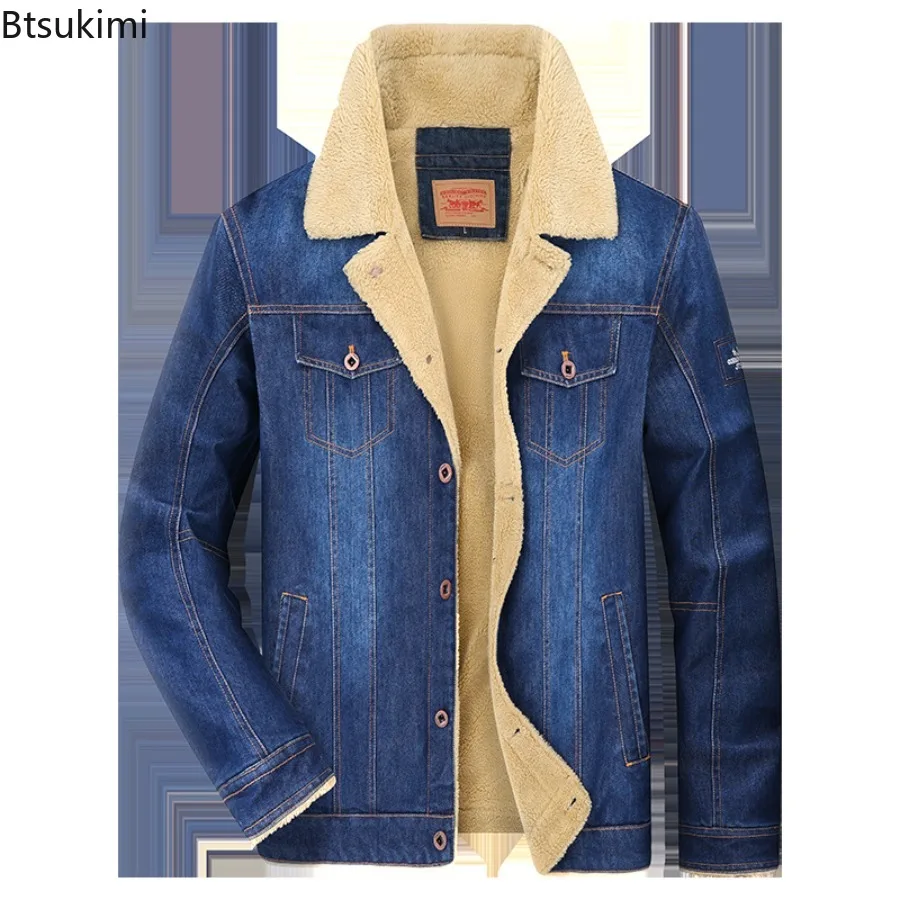Plus Size 6XL 7XL New Men's Winter Clothing Vintage Casual Denim Jackets Thicken Fleece-lining Men Warm Parka Jackets Streetwear