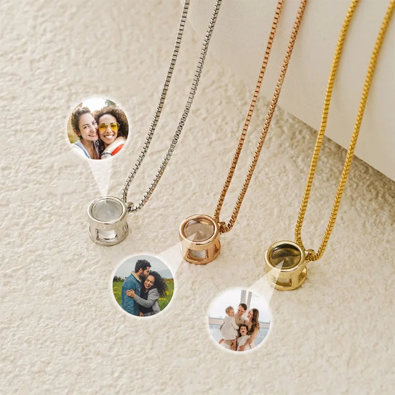 DHQH Annual New Customized Photo Projection Necklace Personalized Commemorative Photo Pendant Necklace Christmas Gift For Her