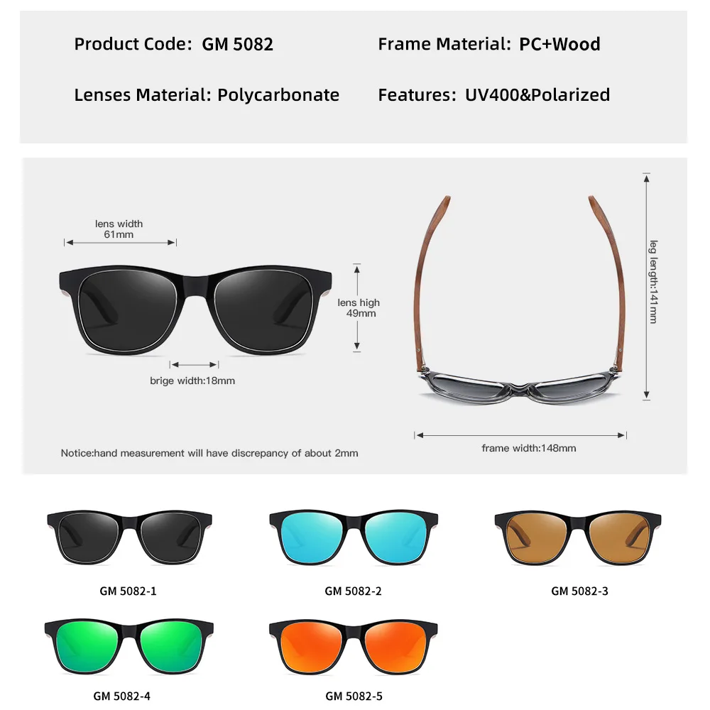 KIZN الخشب قصر النظر النظارات الشمسية الرجال الخيزران النساء وصفة طبية البصريات مربع الاستقطاب نظارات UV400 البصريات نظارات -0.50 إلى -10