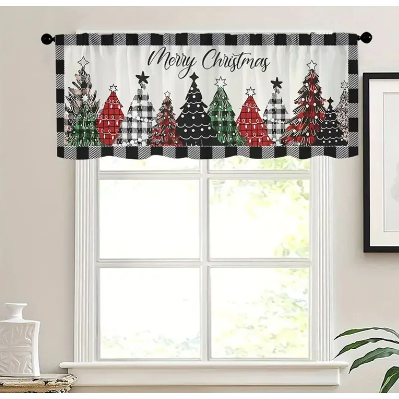 

Christmas Black and Red Plaid Curtains, Suitable for Home Decoration in Kitchen, Bedroom, Study, Cafe, Living Room, etc.