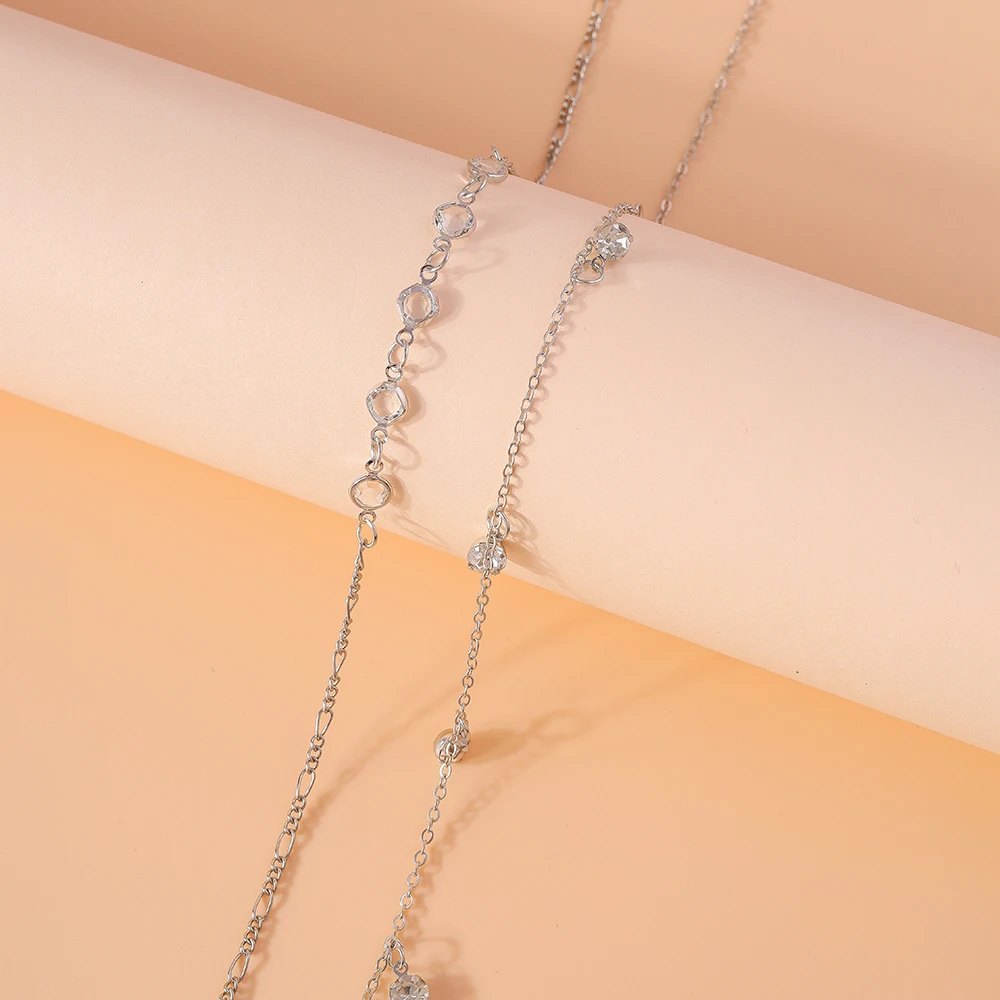 Aihua Bohemia Kristall-Taillenkette für Frauen, sexy silberfarbene Kette, Sommer-Strand-Körperschmuck, Geschenke – Detail 4