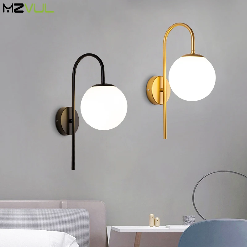 

Modern Simple LED Wall Lamp Creative Glass Ball Living Room Bedroom Bedside Wall Lights Interior Staircase Corridor Wall Light