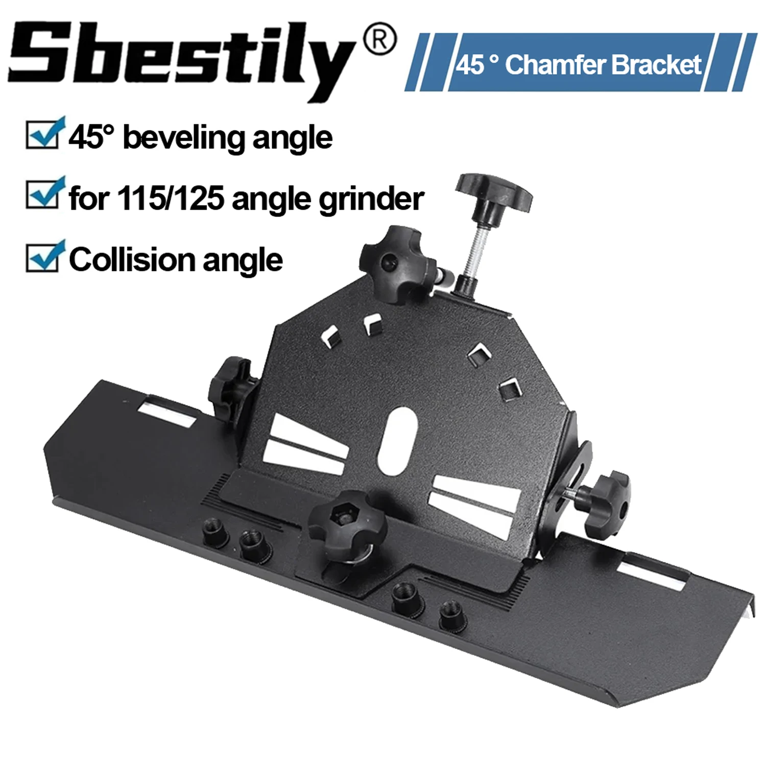 

45° Chamfer Bracket Metal Adjustable Angle Tile Chamfering Bracket Fixed Holder Ceramic Stone Cutting for 115/125 Angle Grinder