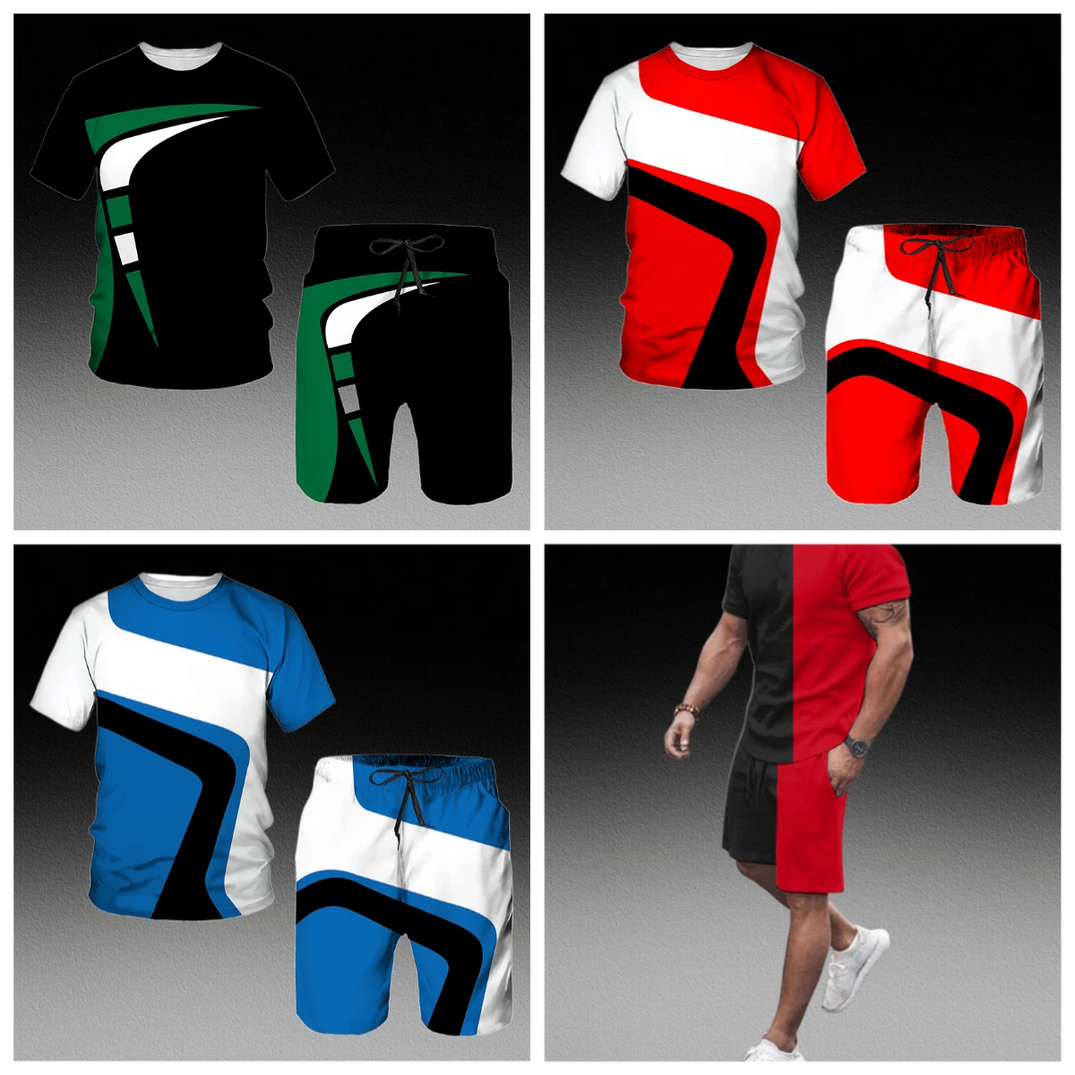 

Summer Men Trend Tracksuits Fashion Harajuku O-neck Short Sleeve Oversized Tee Leisure Shorts 2 Piece Outfit Outdoor Sports Sets
