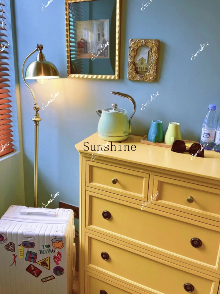 

Medieval ins wind solid wood combination five buckets living room against the wall locker bedroom storage porch cabinet FT