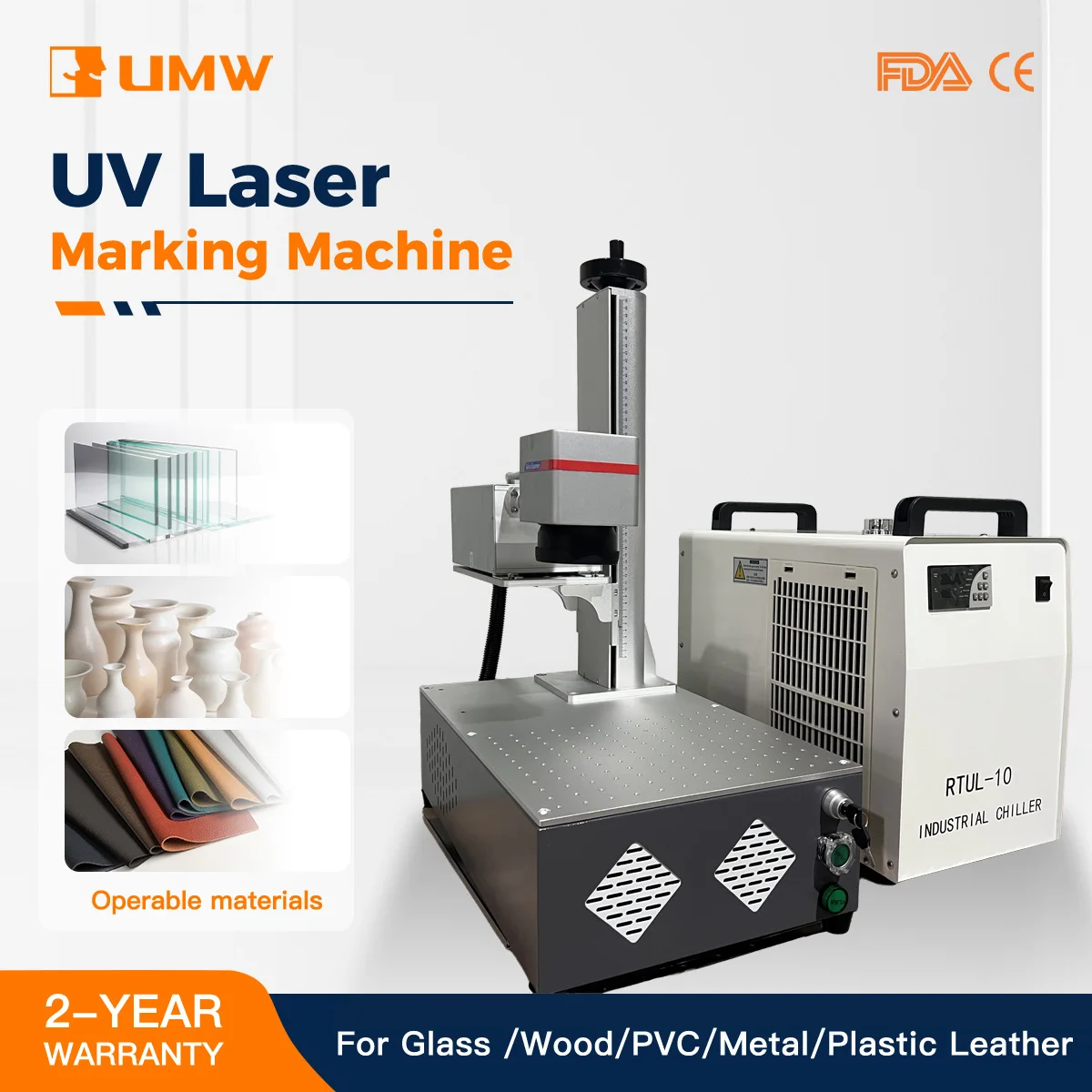 

УФ-лазерный маркировочный станок 3W 5W для стекла, дерева, ПВХ, нержавеющей стали, лазерный гравер с водяным охлаждением и чиллером