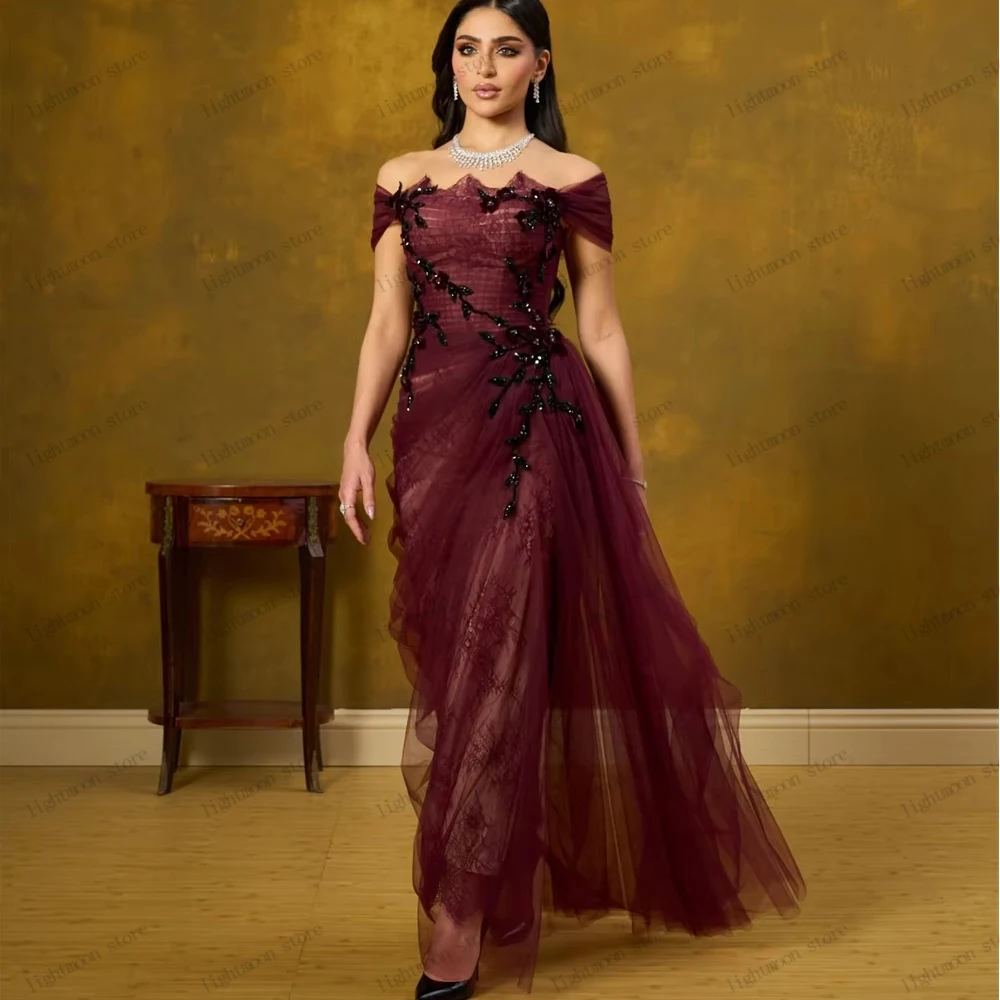 Vintage-Abendkleider, glamouröses Abendkleid, Spitze, abgestufte Roben, schulterfrei, charmant, 2025, Vestidos De Gala, individuell gestaltet 2026