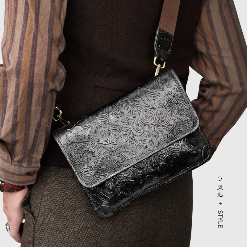 

2022 New Men's Shoulder Bag Genuine Leather Cross Body Bag Business Messenger Bags For Male Portable Travel Crossbody Bags