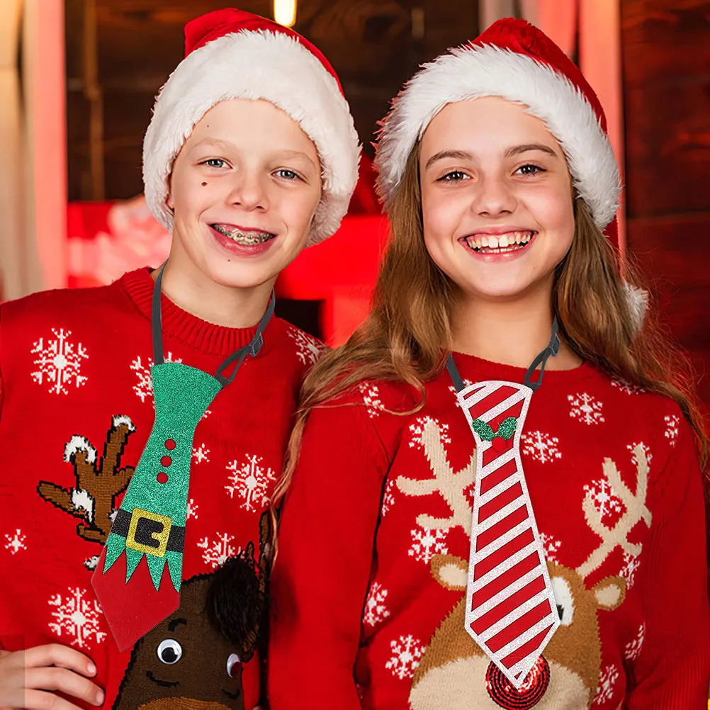 

5Pcs Christmas Ties Holiday Neckties Red Snowman Reindeer Patterns Party Outfit Kids Festive Charm Tie for Men