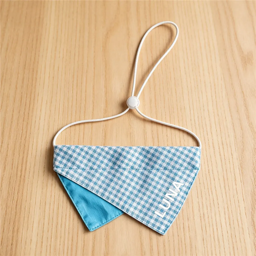 Custom Print Pet Drool Bib Cotton Triangle Bandana Custom Text  Adjustable Scarf for Puppy Kitten Dogs Cats view 4