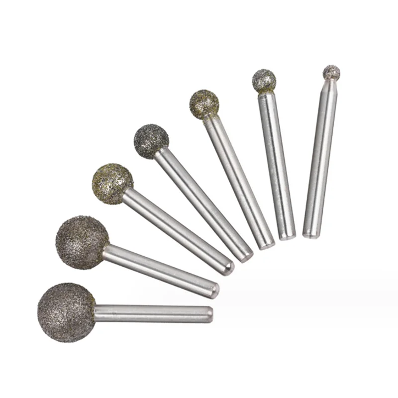 5pcs diamond ball grinding head 3mm shank diameter electroplated blade coarse sand grinding rod 46 mesh metal stone grinding