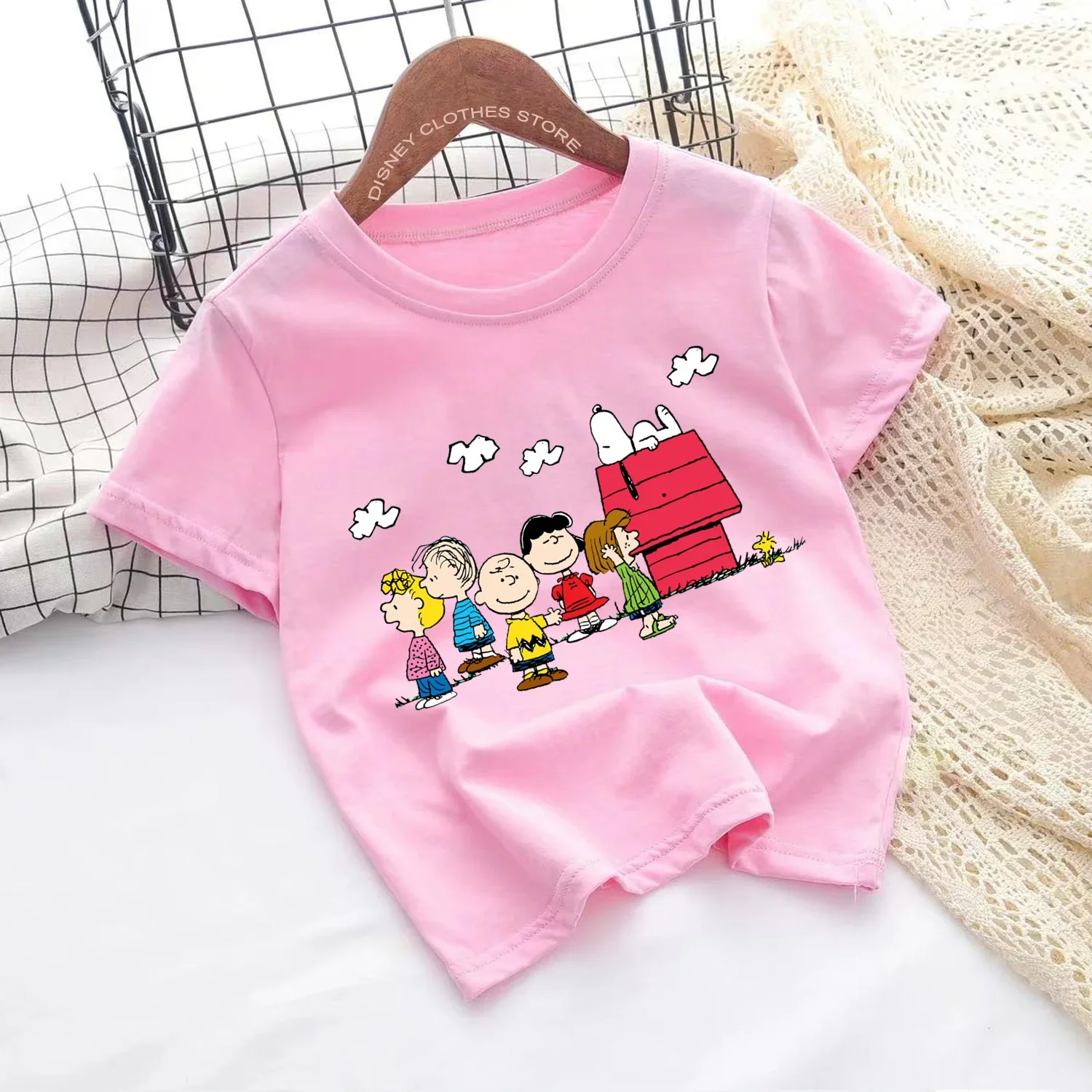 New anime Snoopy Printed T-shirt Kids Short sleeve kids 3-14 years old boys and girls new fashion Pokemon top