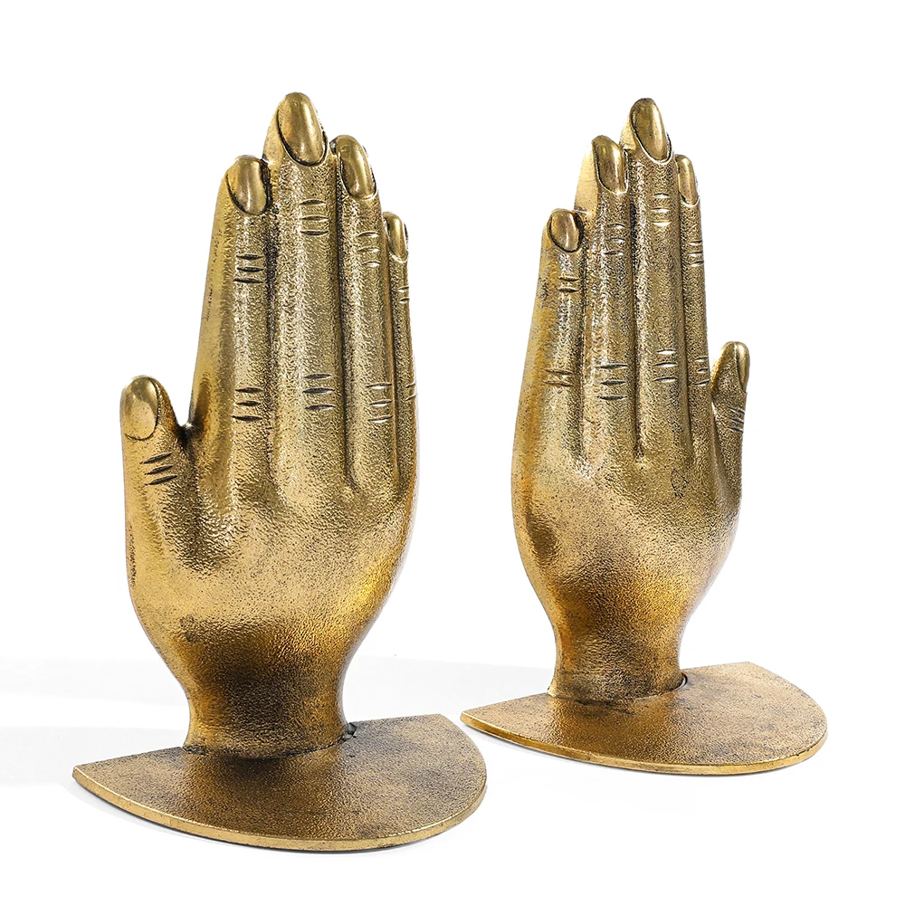 Praying Hands Book Ends for Woman Man Gift Collection Home Iron Bookends Office Desktop for Book Lovers Office Supplier