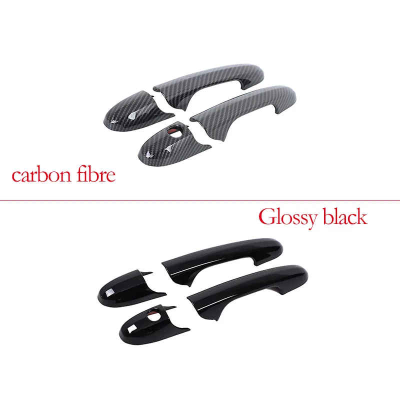 For Fiat 500 And Abarth 595 695 2007+ ABS carbon fiber/Glossy black Car Door Handles Decorative Cover Trim Exterior Accessories