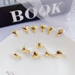 10pcs Heart Shape Earrings Connectors Handmade Gold Color Stud Earring Settings Earrings Base for Diy Jewelry Making Accessories
