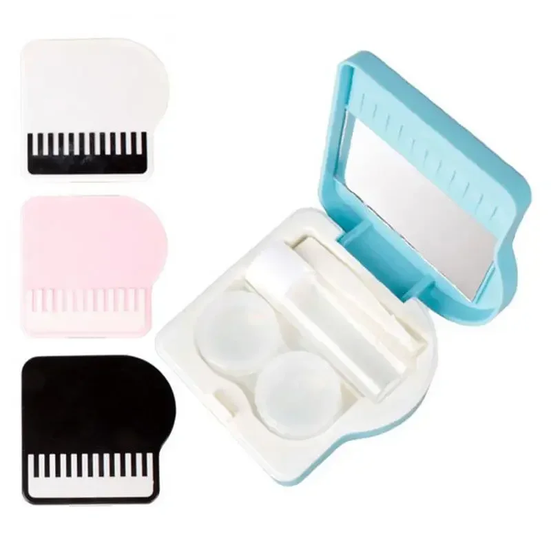 

Lovely Piano Shape Travel Contact Lens Case Box Mirror Holder Glasses Contact Lenses Soak Storage Eyes Care Random Color