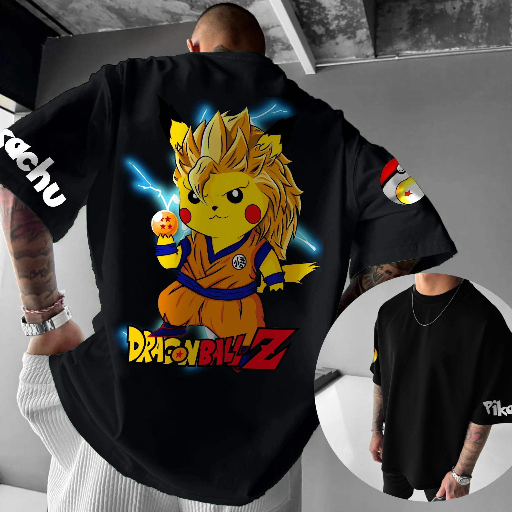 

Pokémon&dragon Ball Trend Print Suit Clothes Short Sleeves Shorts Sweater Sweatpants Sports Comfortable Fashion Wear Popular