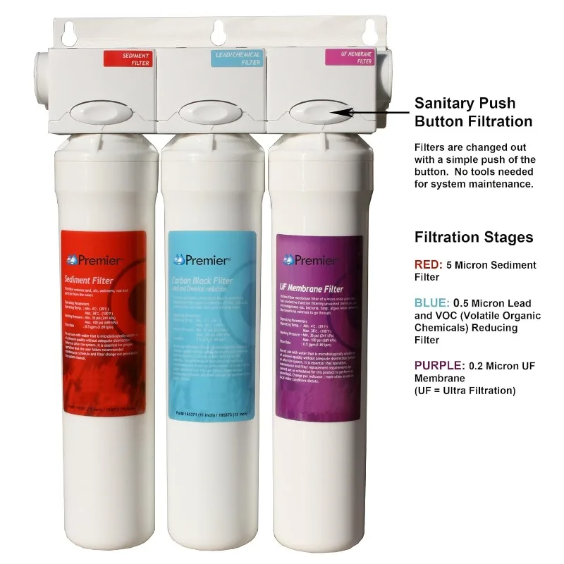 Watts Premier Pure UF-3 Three-Stage Under Counter Ultra Filtration System, Filter-Pure Module, Push Button Water Filters