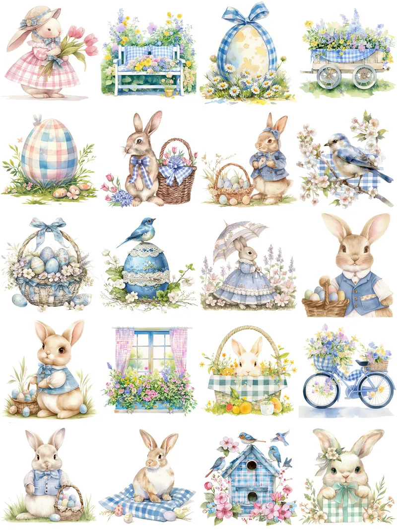 Spring Rabbit Stickers Crafts And Scrapbooking stickers kids toys book Decorative sticker DIY Stationery