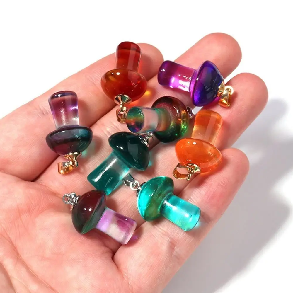 Fashion Mushroom Glass Pendants Handmade Creative Loose Beads cute Colorful Glass DIY Jewelry Accessories Gift Making