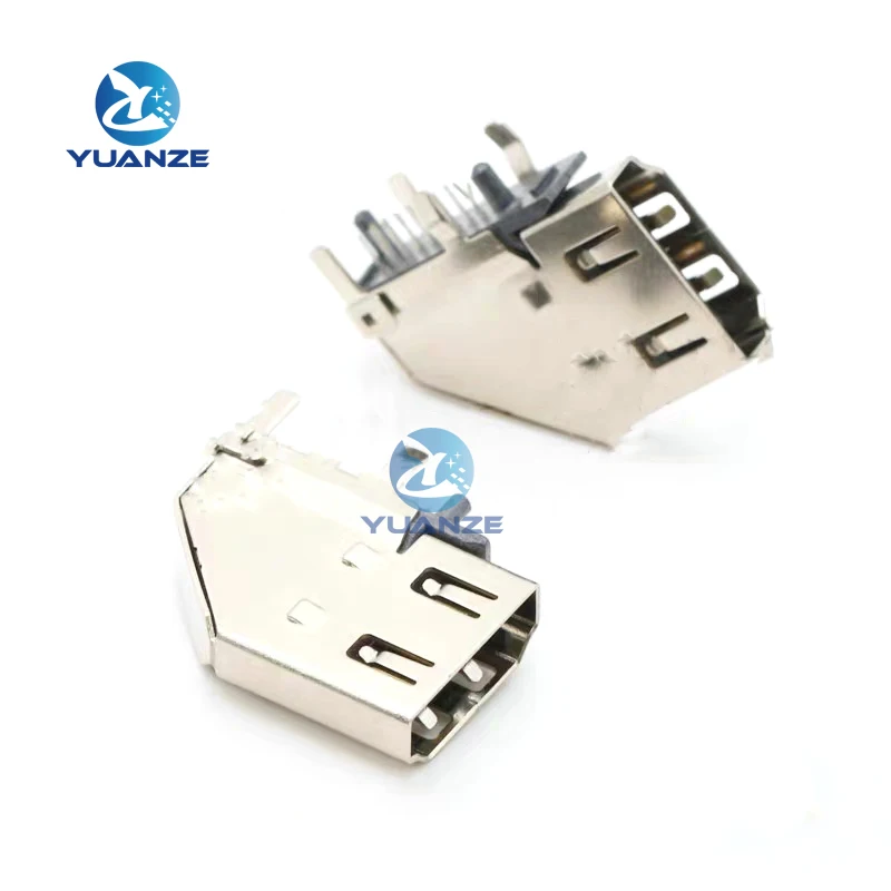 5PCS HDMI female socket/plug 19P female mount SMT Female head PCB USB port side plug 90 degree HD 19PIN DIP 2 rows of pins