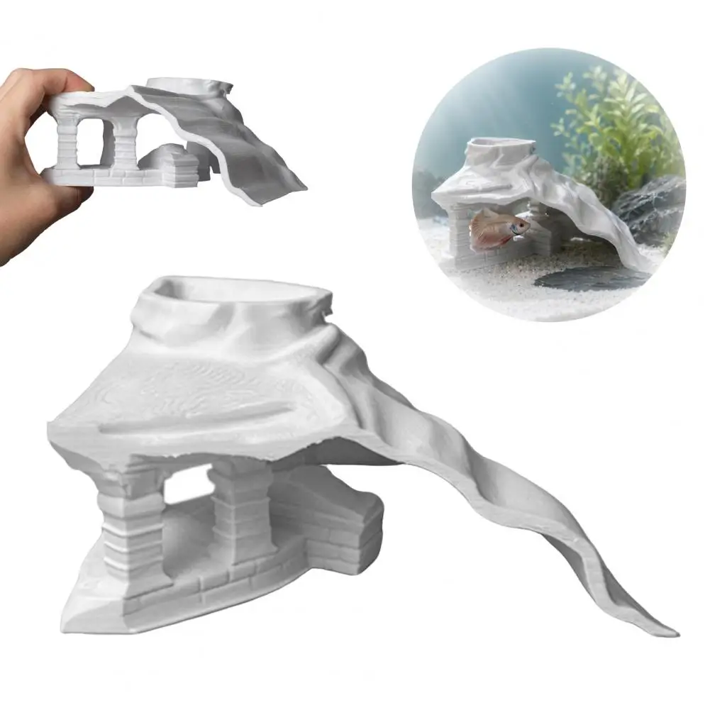Túnel de escondite vintage para acuario, cueva impresa en 3D para pecera, túnel bajo el grava para camarones, Corydoras y Pleco