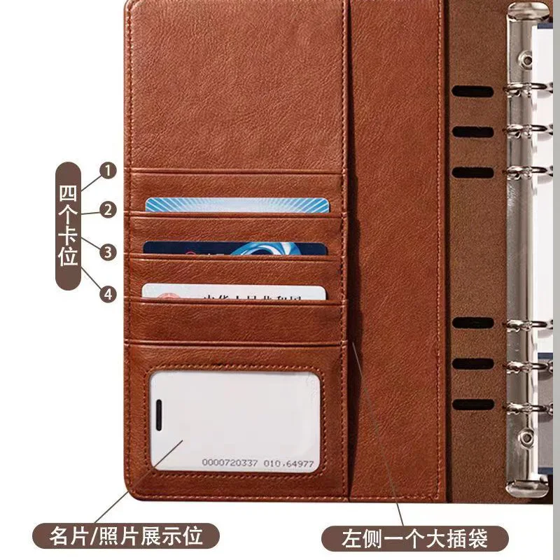 A5 Senior split-joint leather padfolio office business travel notebook daily planner organizer with Password Lock ring binder